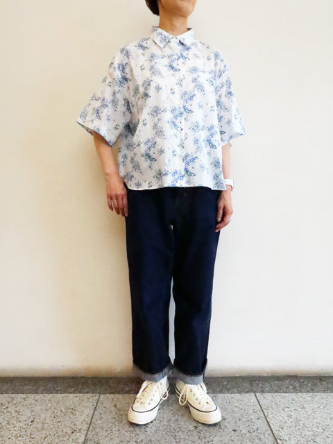 flower print half slv shirt