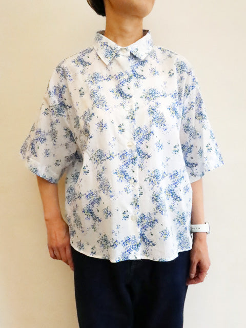 flower print half slv shirt