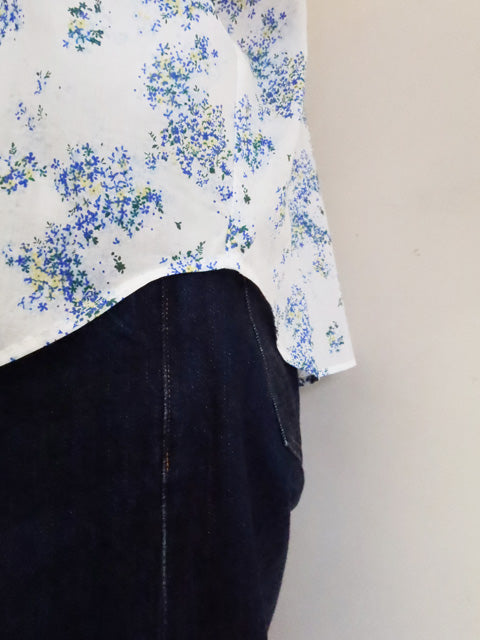 flower print half slv shirt