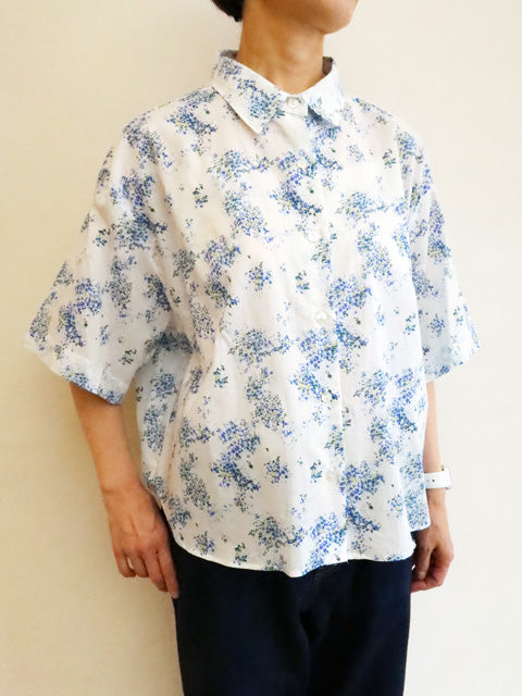 flower print half slv shirt