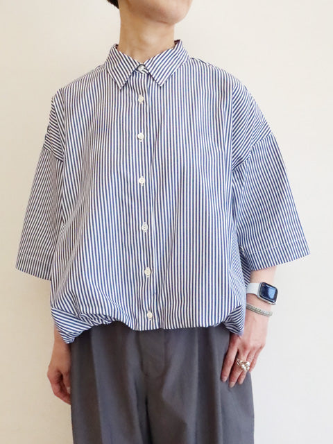 stripe half slv ballon shirt