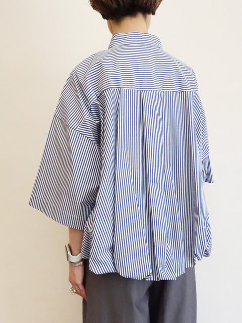 stripe half slv ballon shirt