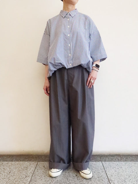 stripe half slv ballon shirt