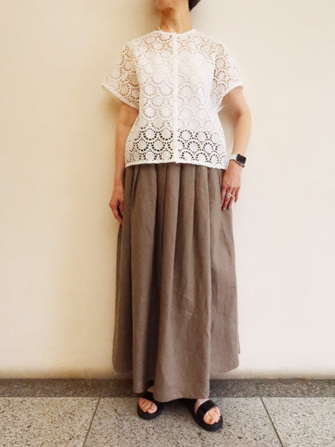 lace combi crew neck shirt