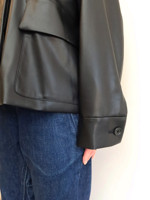 synthetic leather shirt JK